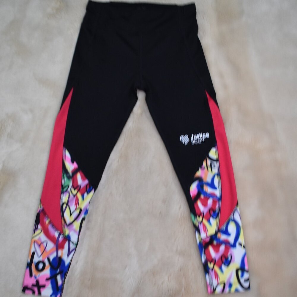 Girls Justice Leggings Size 7/8 Small Graffiti Print Stretch Pants